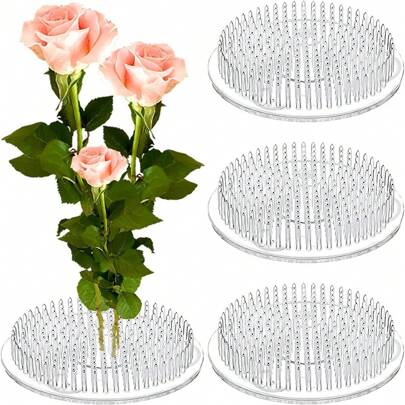 3pcs/Set Plastic Transparent Frog Shaped Flower Holder Vase Decor With Suction Cups, Zen Style Oriental Japanese Ikebana Floral Arranging Supplies, Reusable Floral Grid For Vase, Wedding Bouquet Stands Home Decor Room Decor Flower Vase Glass Vase