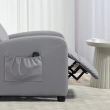Poltrona Relax Massaggiante con 8 Modalità e 5 Intensità, Poltrona Reclinabile con Poggiapiedi e Telecomando, Pelle PU - Grigio Chiaro - Visualizzare 10