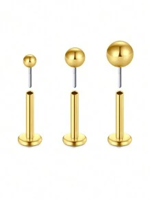 CIZME 20g 18g 16g 3pcs Silver Gold Threadless Cartilage Earring Flat Back Earrings Studs Threadless Nose Studs Threadless Nose Ring Push In Helix Conch Medusa Tragus Piercing Jewelry FlatBack Earrings Threadless Labret Lip Medusa Piercing Jewelry Flat Round Top 2mm 3mm 4mm