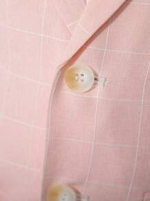 3pcs Set Young Boy Plaid Suit Jacket, Trouser And Bowtie, Suitable For Formal Events, Weddings, Performances And School Uniform, Autumn