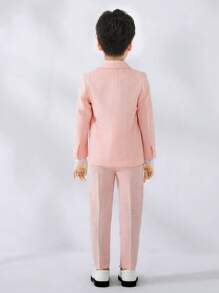 3pcs Set Young Boy Plaid Suit Jacket, Trouser And Bowtie, Suitable For Formal Events, Weddings, Performances And School Uniform, Autumn