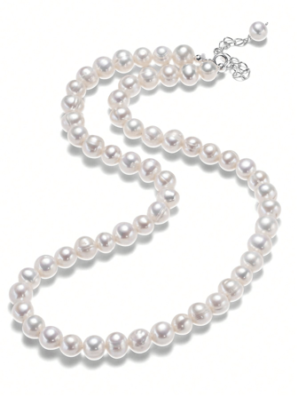 1pc 6-7mm AA Grade Freshwater Pearl Necklace, Handmade 925 Sterling Silver Women Necklace, Gift For Girlfriend (Length: 40cm-44cm)