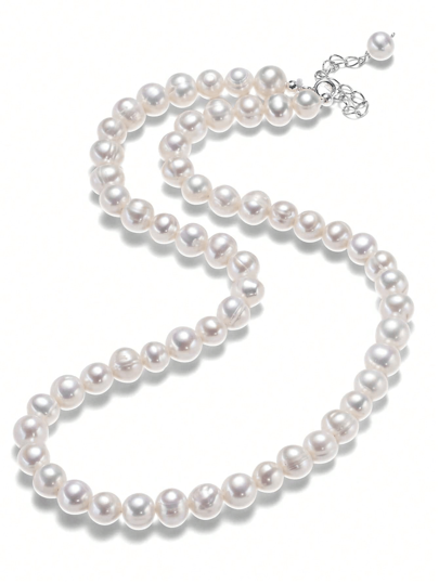 1 件 6-7 毫米 AA 级淡水珍珠项链，手工制作的 925 纯银女士项链，送给女朋友的礼物（长度：40 厘米-44 厘米）