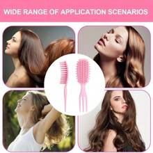 Wet Curly Hair Brush, Defining Curl Hairbrush Soft Nodes Massage, Detangling Black People Round Detangler, Trident Brushes Reduce Hair Pulling & Curl Separation, Shaping And Styling Tools For Women Men Girls - Multicolor - View 9