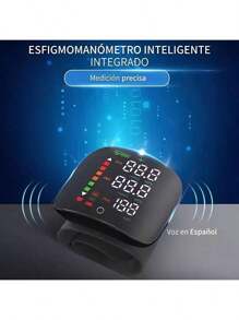 Combo de Monitorización de Salud y Prevención de Sarampión 4 en 1 (Negro) | Esfigmomanómetro de Muñeca Recargable + Clip de Oxígeno + Termómetro + Mascarillas | Anuncio de Voz + Pantalla HD | Para Ancianos, Uso Domiciliario y Escolar - Negro - Ver 5