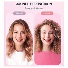 1 pieza Rizador de pelo fino de 3/8", rizador cerámico adecuado para cabello corto y largo, temperatura ajustable, apagado automático, 9mm color oro rosa, regalo de vacaciones barberia - Tipo de Enchufe A USA (110-127V) - Ver 5