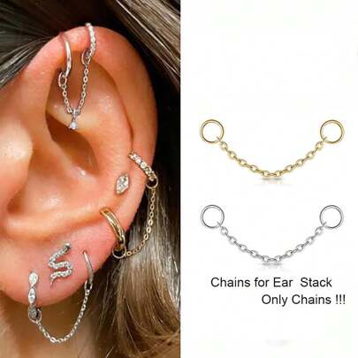 1pc Stainless Steel Chain, Suitable For Hoop Earrings, Spiral Earrings, Can Be Layered