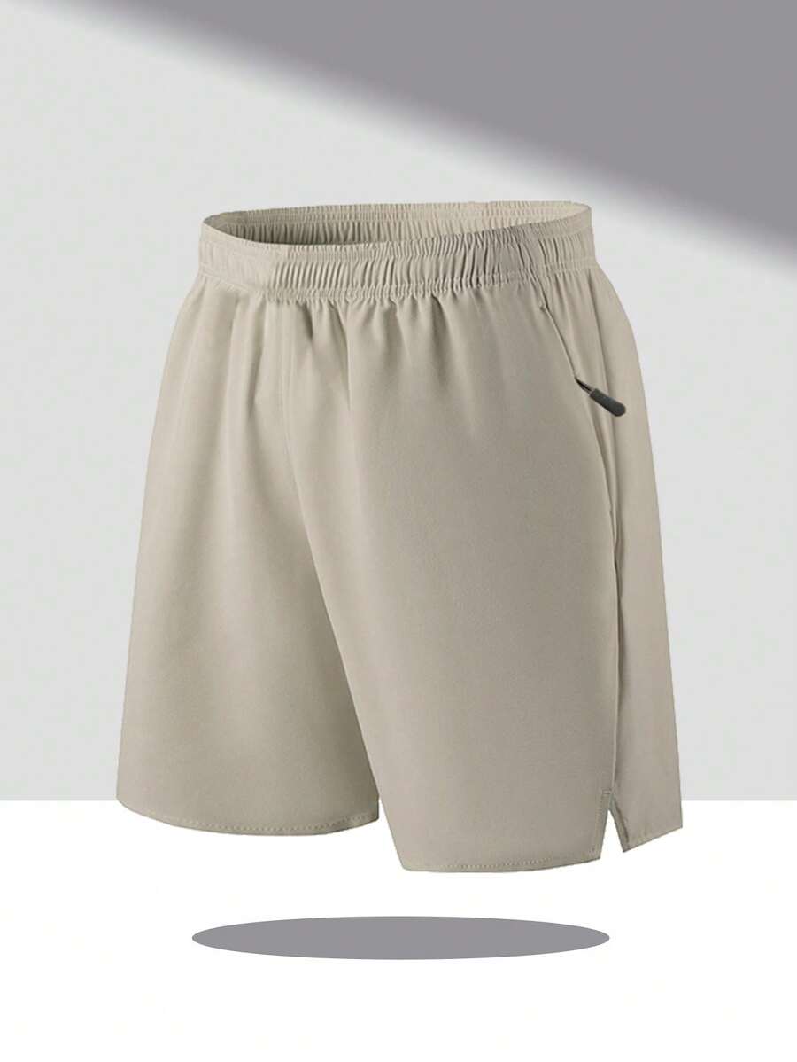 1 pieza Pantalones cortos deportivos casuales para niños preadolescentes, primavera y verano - Caqui - Ver 1