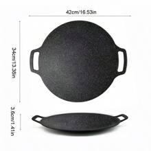 1pc Korean BBQ Grill Non-Stick Grill Plate, 13 Inches Round Outdoor Camping BBQ Plate, Can Be Used For Both Home And Outdoor Stoves
