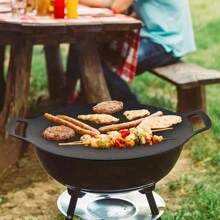 1pc Korean BBQ Grill Non-Stick Grill Plate, 13 Inches Round Outdoor Camping BBQ Plate, Can Be Used For Both Home And Outdoor Stoves