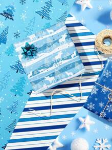 12 件/2 件圣诞雪花雪人蓝色礼品包装纸、派对用品、雪人圣诞树雪花礼品包装纸、圣诞装饰品 - 彩色 - 查看 7