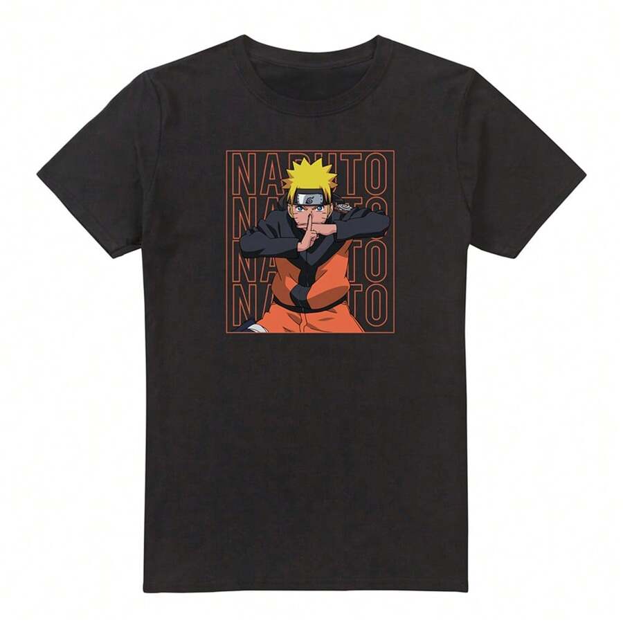 Naruto Mens Stack T-Shirt (Black) - màu đen - Xem 1