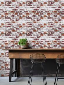 1pc Brick Pattern Self-Adhesive Wall Paper, Modern PVC Waterproof Wall Adhesive Roll For Home, Renovation Stickers Peel Wall Panels, Wall Paper, Wallpapers, Spring Decoration Items Refresh Your Home, Rama Decoration Stickers