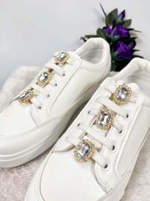 6pcs Set Detachable Rhinestone Decorative Glass & Alloy Buttons, Versatile DIY Accessories For Women Shoes, Bags, Clothes