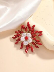 1pc Handmade Twisted Copper Wire Pearl Brooch Pin, Elegant Fashion Decoration For Dress Or Suit - Pearl Brooch - View 17