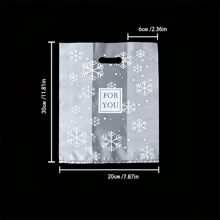 25/50 件塑料礼品袋，圣诞雪花设计面包店外卖包装袋