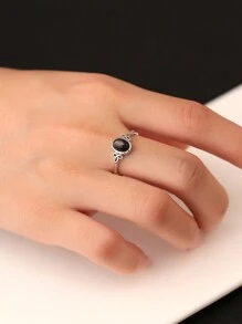 Natural Moonstone Turquoise Charoite Women's Ring Genuine 925 Sterling Silver Adjustable Wedding Bands 7*5mm Oval Gemstone Healing Jewelry For Daily Wear Gifts - View 9