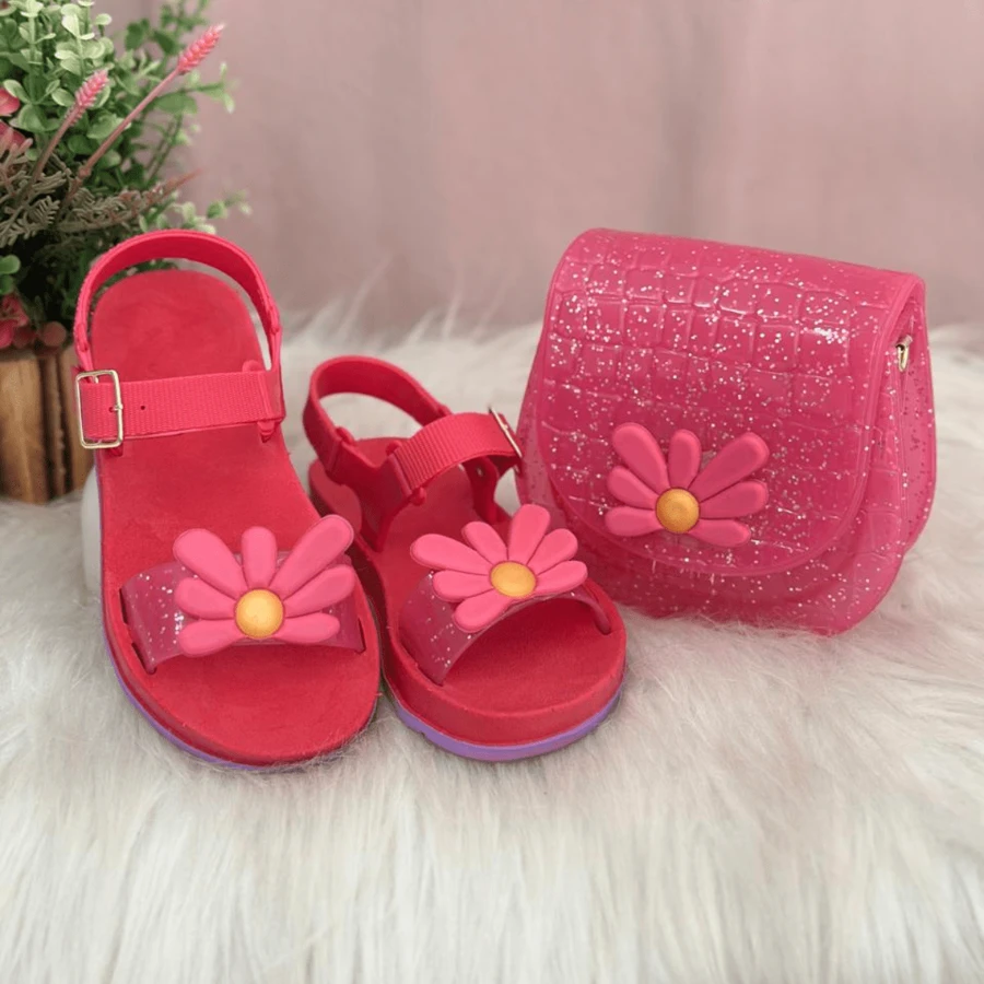 Delicate Daisy Women's Sandal And Bag Kit, Super Light And Comfortable - 玫紅色 - 查看 1