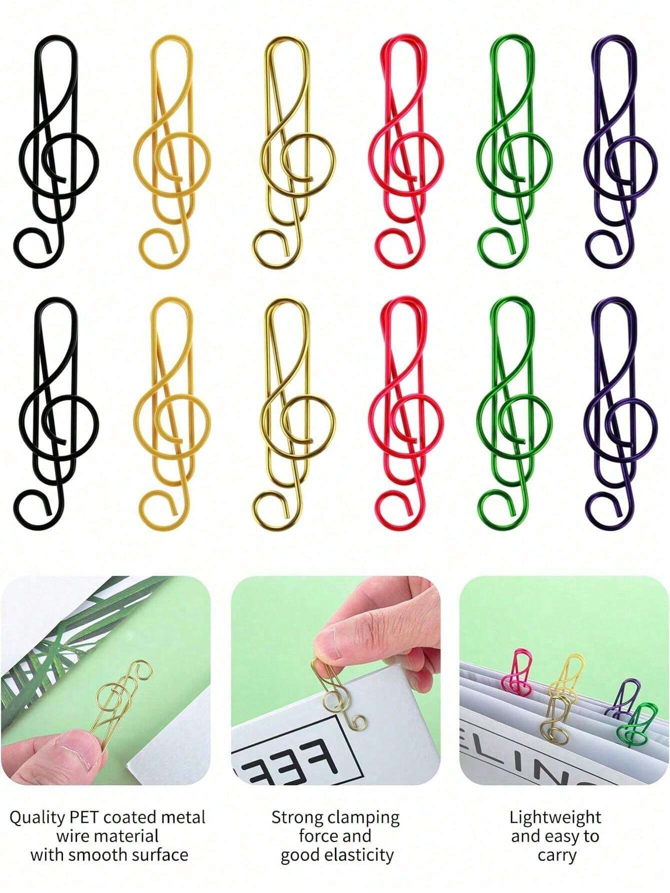 10/30/80 Pcs Music Notes Paper Clips 6 Colors-Mixed, Metal Paper Clips ...