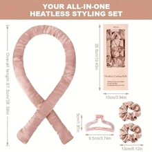 Ellitina 4 Pieces Silk Non Heat Curler Set - Soft Non Heat Curler With Adjustable Clip, Suitable For DIY Sleep Curling, Back To School, Travel Holiday Essentials, Hair Accessories Hair Curlers, Curly Hair Brush, Rollers, Curly Hair Products, Hair Curl, Curly Hair Tools, Hair Rollers, Curly Hair, Heatless Curl, Heatless Curls, Curly Hair Rollers