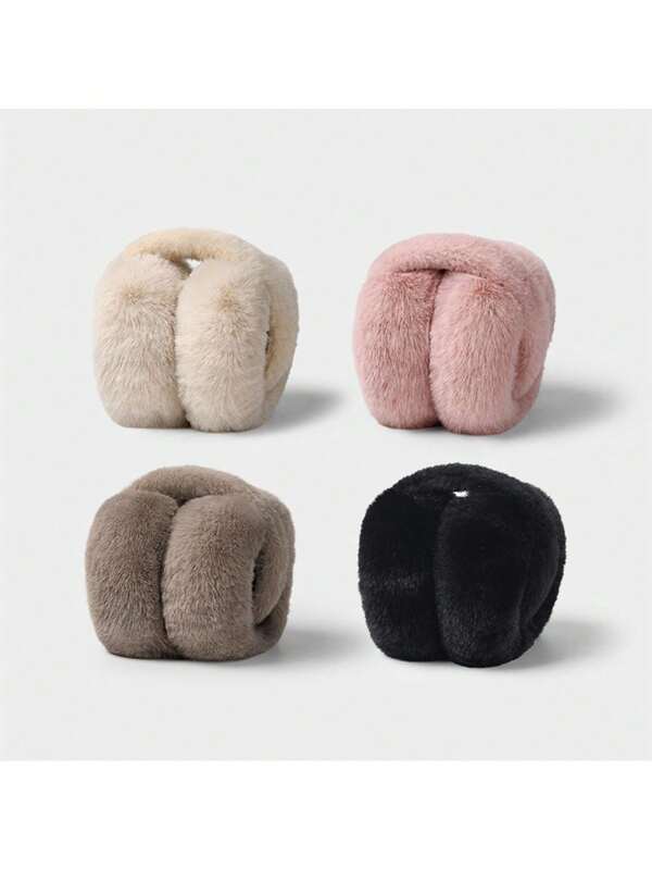 1pc Foldable Plush Ear Muffs, Windproof Earmuffs For Women, Winter Warm Earcover
