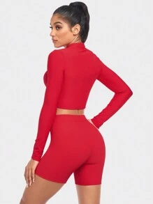 VUTRU 1pc Zipper Front Sports Jacket - Red - View 2