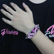 Braccialetto largo in pelle con borchie a fantasia leopardata da 2,3 cm, stile hip hop punk rock, ideale per costumi da DJ, cantanti e per il cosplay - Multicolore - Visualizzare 14