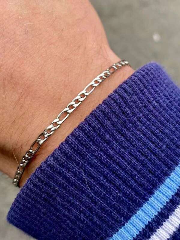 1 Piece Of Minimalist And Hip-Hop Style Stainless Steel Men's Bracelet, Suitable For Daily Wear, Parties And Vacations, A Jewelry Gift That Highlights Men's Charm.