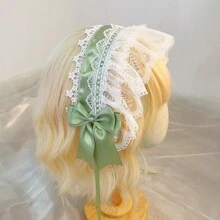 1pc Handmade Sweet Bow Decor Maid Headband, Suitable For Role-Play As Maid Or , Red Halloween Valentine's Day - Multicolor - View 15