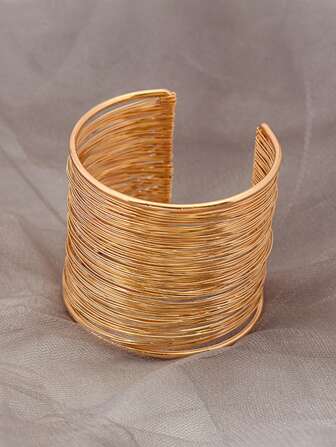 1 件时尚开口铁丝手镯编织可调节手链