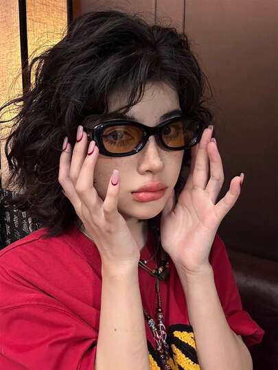 1pc Vintage Oval Shaped Fashion Glasses With Small Frame For Casual & Party Shades Beach Accessories Beach Accessories For Women Glasses Shades Basics Fall Winter Women Outfits Clothes Business Casual Gifts For Summer Beach Vacation,Outdoor,Travel