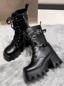 Punk Gothic Thick Soled Ankle Boots For Women, High Platform Cosplay Shoes - Black - View 6