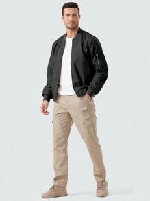 Áo khoác Bomber nam phong cách Boyfriend, áo gió chống thấm nước nhẹ, áo khoác chạy bộ ngoài trời, áo khoác có khóa kéo, có túi - màu đen - Xem 6