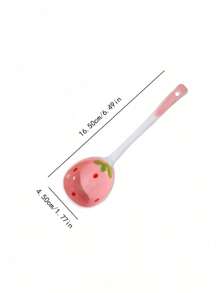 1/4/6/8/10 件粉色草莓陶瓷勺长柄汤勺家居用品勺甜点勺套装学校用品，返校，适合家庭聚会和圣诞节假期 - 彩色 - 查看 12
