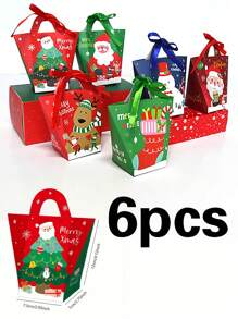 6pcs Christmas Cookie Candy Gift Boxes, Christmas Eve Apple Boxes, Party Supplies,Christmas