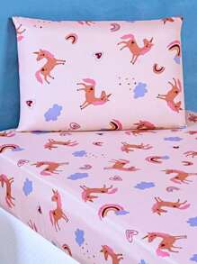 2-Piece Single Bed Sheet Set For Children For Boys And Girls Various Beautiful Prints - 獨角獸2件 - 查看 1