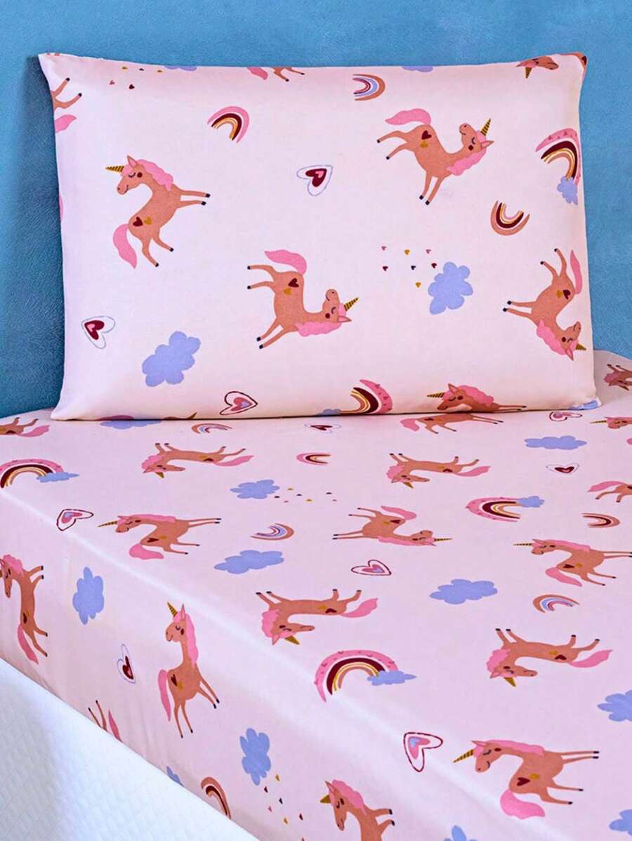 2-Piece Single Bed Sheet Set For Children For Boys And Girls Various Beautiful Prints - 獨角獸2件 - 查看 1