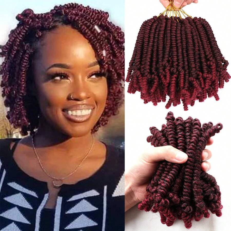 8 Packs Short Bob Spring Twist Crochet Hair 6Inch Pretwisted Passion Twist Hair Pre Looped Crochet Braids Hair For Women - TBUG# - 查看 1