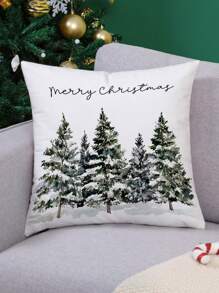 1 件雪景松树图案抱枕套，现代布艺毛绒印花靠垫套，适用于沙发客厅装饰，无枕芯圣诞节圣诞装饰圣诞装饰品圣诞装饰 - 彩色 - 查看 9
