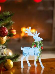 1pc Christmas Reindeer Ornaments, 5.5x3.1 Inch Crystal Blue Clear Acrylic Deer Christmas Elk Standing Christmas Tree Decorations For Party Favors Festive Table Centerpiece And Holiday Decorations,Christmas