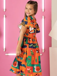 Kit 2 Vestido Infantil Babado Colorido Estampado Menina Blogueirinha - Amarelo - Visão 12