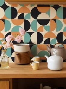 10 件 - 7.87 * 7.87 英寸/20x20 厘米防水几何拱形厚纹理即撕即贴厨房防溅贴纸，适用于厨房墙砖贴花 - 彩色 - 查看 2