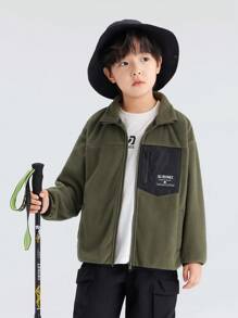 zosee 5-15°C Soft, Plush Reversible Boy Jacket With Large Pockets And Contrast Panels, Warm, Casual - Green - View 2