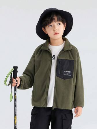 zosee 5-15°C Soft, Plush Reversible Boy Jacket With Large Pockets And Contrast Panels, Warm, Casual