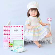 Realistic Silicone Reborn Baby Doll Striped Dress With Kit Immediate Shipping - 淺粉色 - 查看 2