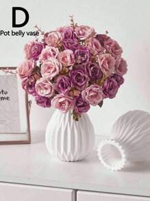 1 pieza Flores artificiales en un florero de plástico para boda, habitación, hogar, hotel, fiesta, evento, Día de San Valentín, Año Nuevo, regalo de cumpleaños o graduación para chicas