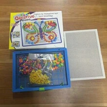 380 piezas Rompecabezas de clavos con forma de seta, juguete educativo con letras y números para bricolaje, desarrolla la imaginación, regalo ideal para niños en Navidad o cumpleaños, viene en caja de empaque colorida - Multicolor - Ver 12