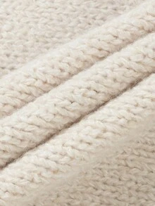 EAVA Autumn/Winter Solid-Color Soft Oversized Drop-Shoulder Crewneck Pullover With Hand-Stitched Hem,Valentine's Day,Valentine Outfits For Women,Valentine Clothes - Khaki - View 5