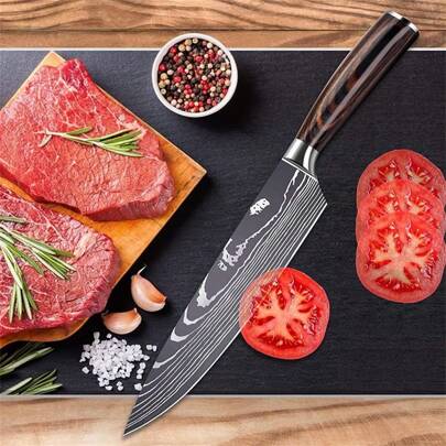 A Single Professional Chef Knife Made Of 67 Layers Of Genuine Damascus Steel With VG10 Core, Damascus Knife With Gift Box,Adopting High Carbon Stainless Steel Blades And Ergonomic Handles