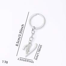 1 pièce Porte-clés pendentif en métal avec 26 lettres strass, style coréen minimaliste. Porte-clés de voiture, accessoire de sac à la mode, petit cadeau, cadeau pour elle, cadeau pour femme